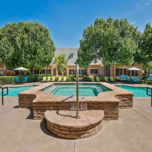 Hot tub looking over pool and clubhouse