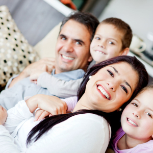 happy family of four