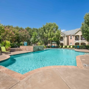 Alternate view of the pool with building in the background
