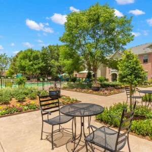 courtyard with small table